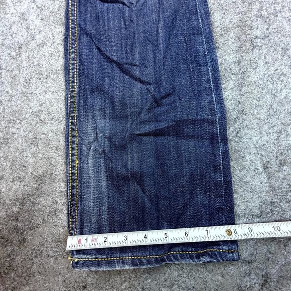 Studio 5 Bootcut Jeans Womens 3 Blue Y2K Flap Pocket Studded Embroidered Stretch - Picture 4 of 11